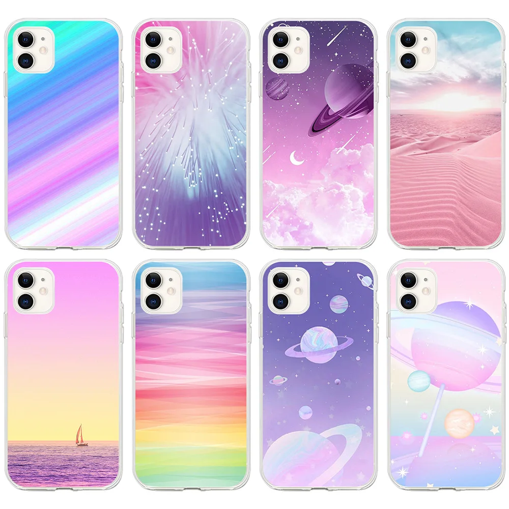 

INS Popular Coustom Logo Colored Starry Sky Mobile Phone Case Soft TPU Cover for iPhone12, Customised