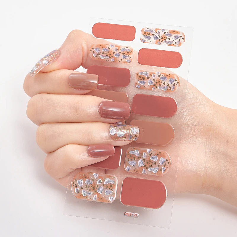 

Lovely Design 14pcs Nail Polish Strips Long Lasting Nail Sticker Designs for holiday