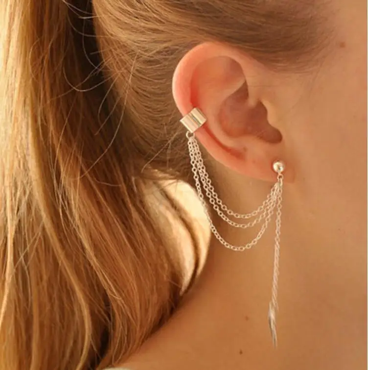 

2019 earings long women fashion earing for womens Punk Rock Style Young Gift Leaf Chain Tassel Earrings, As shown