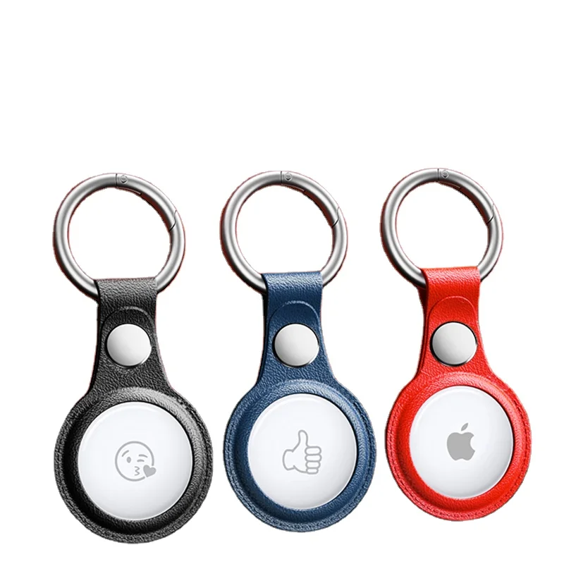 

New for AirTag protective sleeve Leather shell anti-lost anti-drop keychain ring air buckle tag accessories, 5 colors