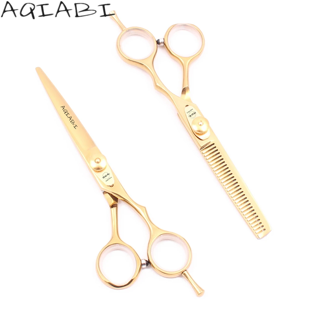 

Professional Hairdressing Scissors 5.5'' 6" AQIABI JP Steel Hair Cutting Scissors Thinning Shears Barber Scissors Gold A1020N, Violet