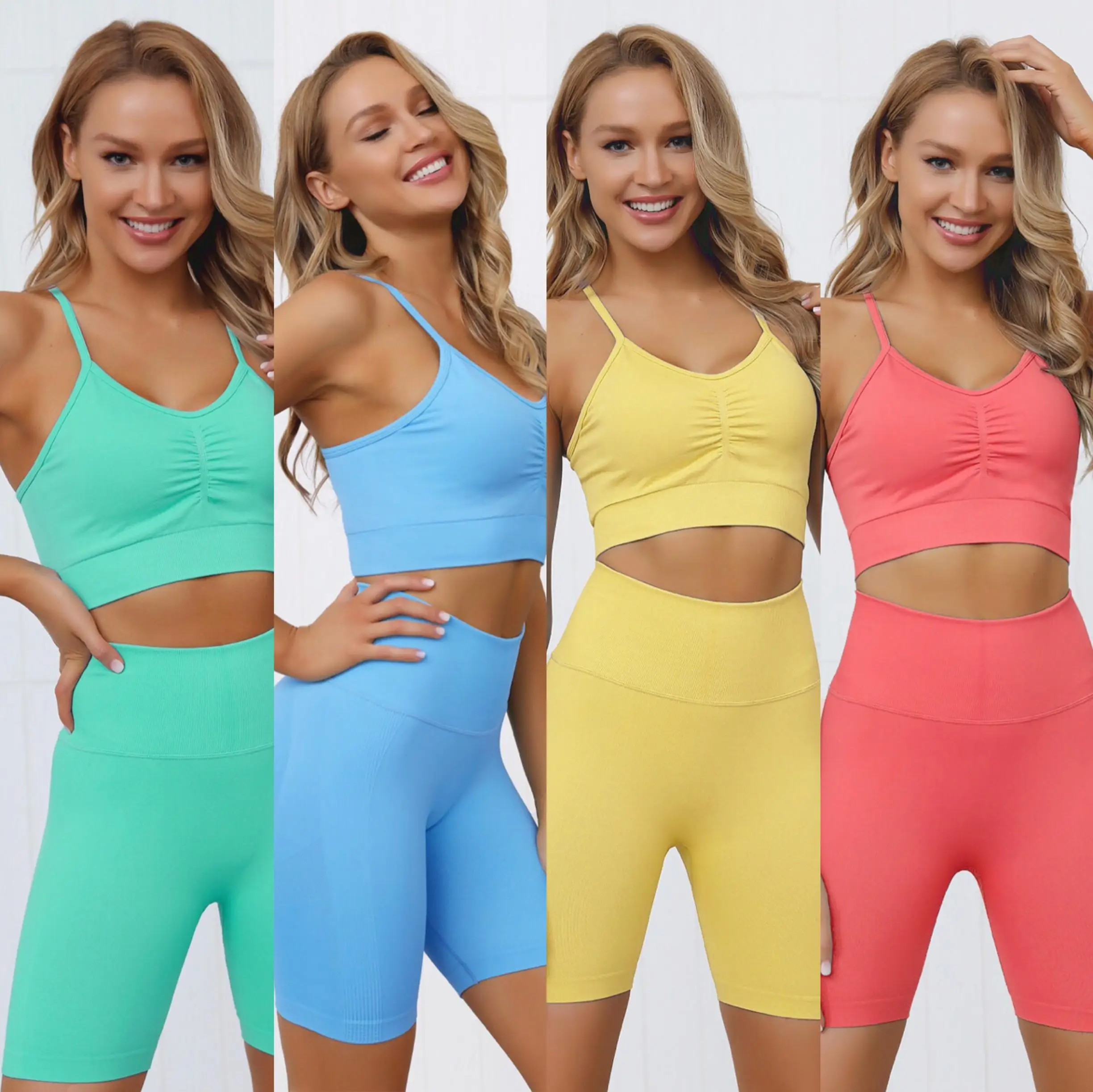 

BBZC2426 Fashion hip lift shorts women sportswear gym clothing yoga set