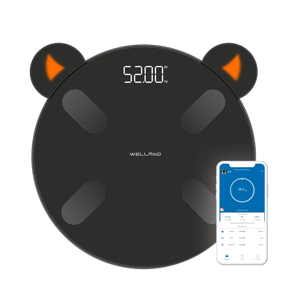 

Battery Platform Portable Electronic Smart Digital Body Fat Scale, Black