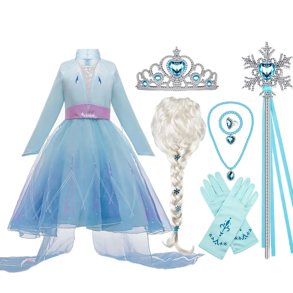

Cosplay Girls Birthday Party Fancy Elsa Dress Costumes Collection Halloween Frozen Princess Elsa Dress, As picture