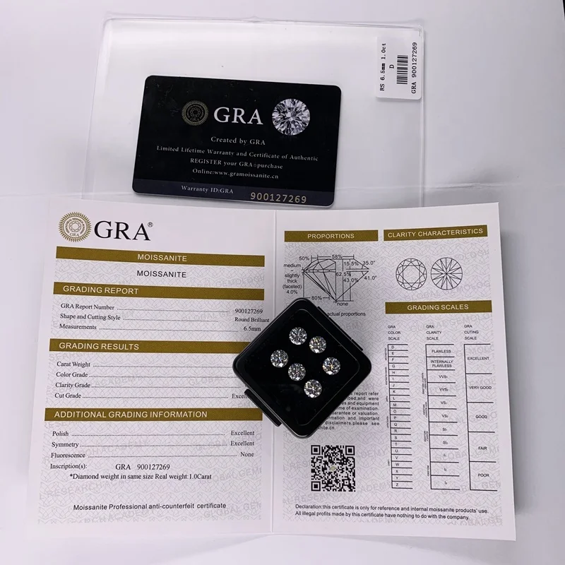 

GRA certificate/book moissanite diamond