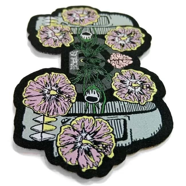 

Wholesale Personalized flower woven iron on embroidered patches clothing patch embroidery, Customized color