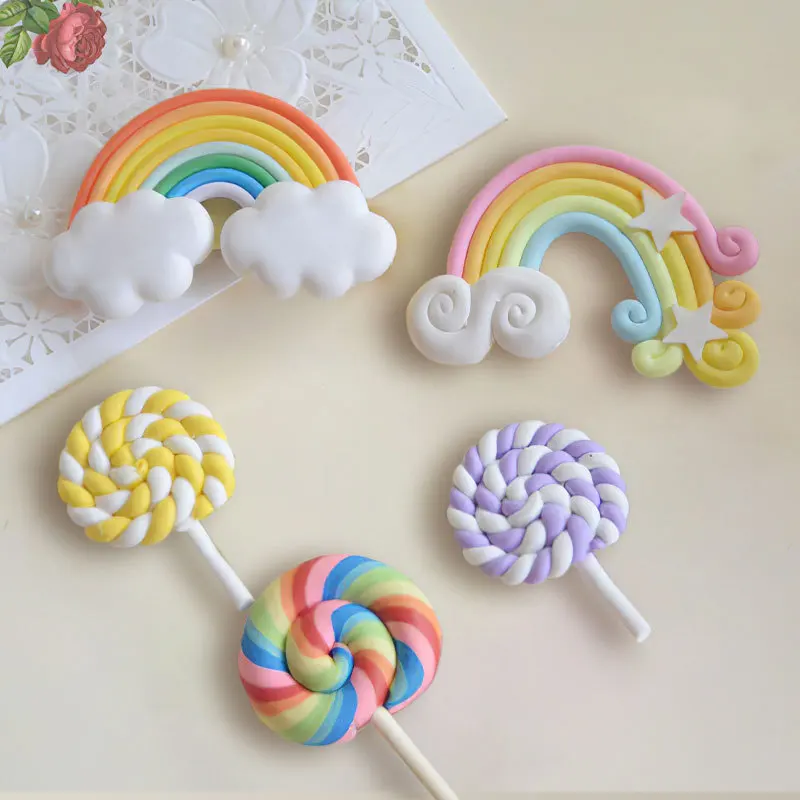 

Bake birthday cake to decorate children's birthday rain bow bridge colorful clouds Decorating Tip Sets