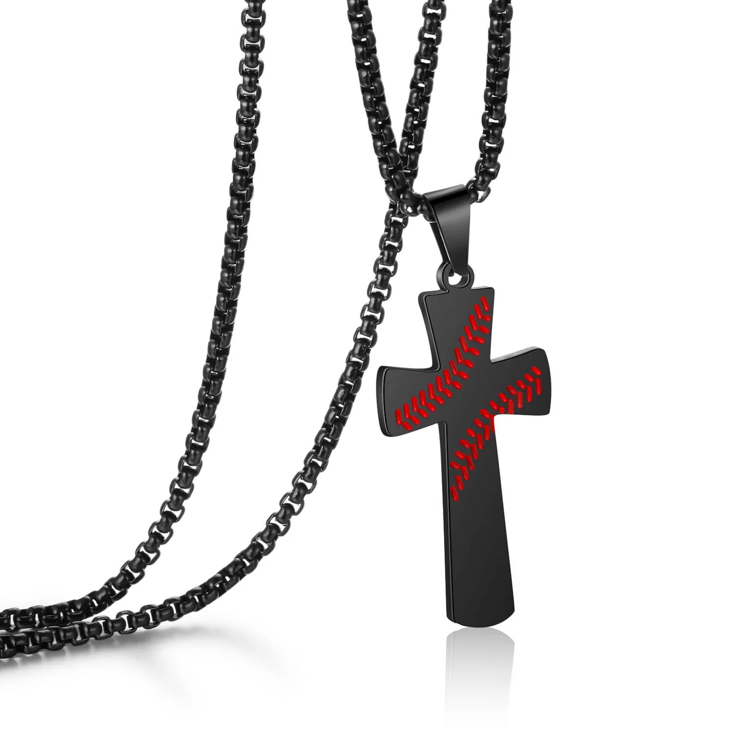 

Gold Baseball Cross Pendant Necklace Titanium steel Scripture stainless steel Religious jewelry for men