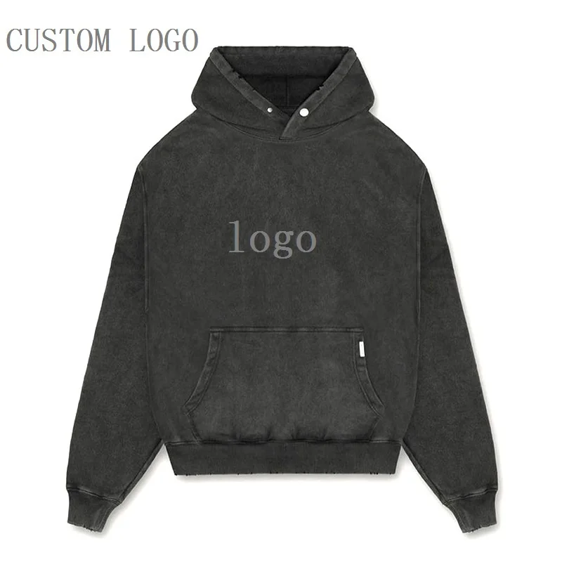 

Alephan solid colour wash old High Street hoodies men women black grey apricot gsm hoodie set