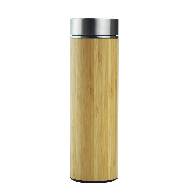 

MIKENDA bamboo water bottle double wall stainless steel bottle bamboo thermos