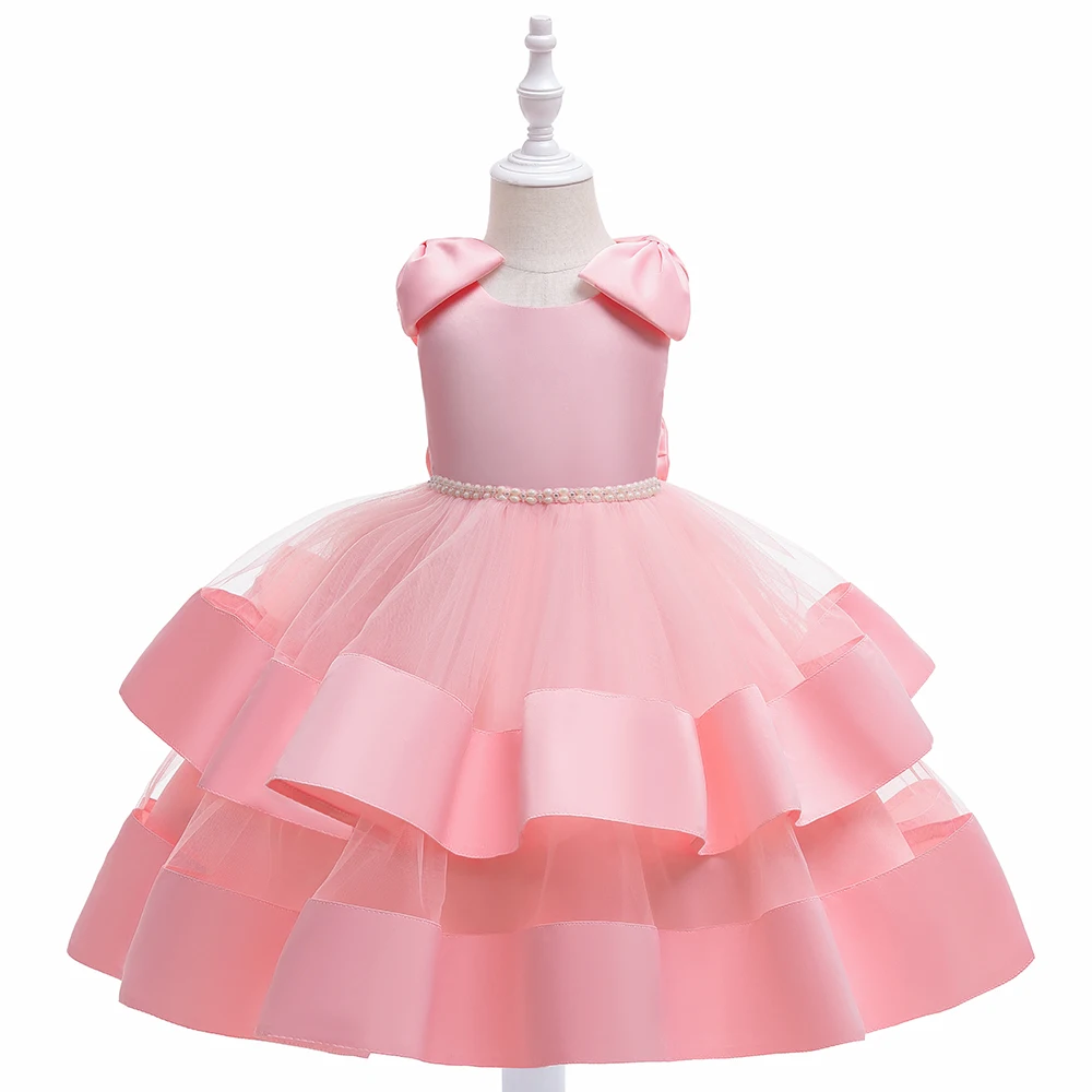 

New Collection Clothes Model Peach Princess Girl Party Dress Kids For 10 Years