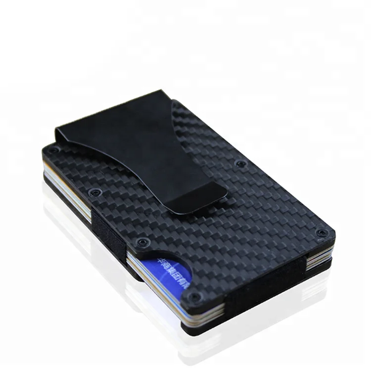 

Guangzhou factory Custom Aluminium Card Holder Rfid blocking Carbon fiber Card Holder Wallet Money Clip