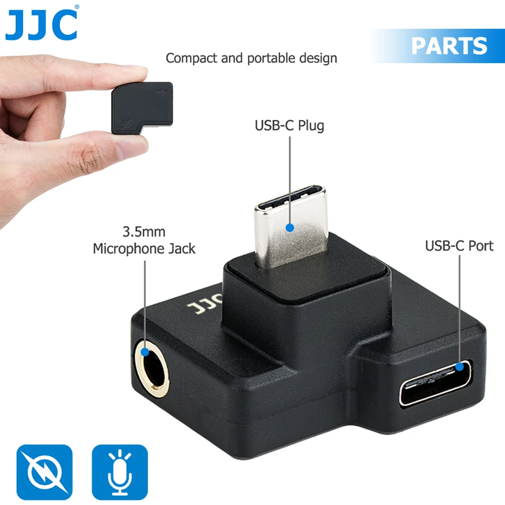 Jjc Dual Usbc 3.5mm Mic Adapter For Dji Osmo Action Charging And Data Transferring,Audio