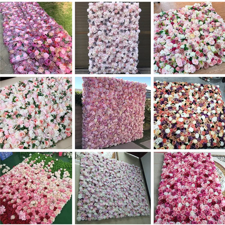 J1243 Customized Artificial Silk Flower Wall Backdrop For Wedding Decor