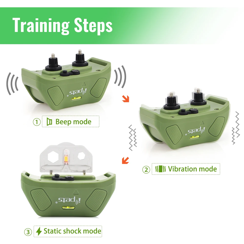 Ipets Pet618-3 Rechargeable Waterproof 800m Training Collars For 3 Dogs
