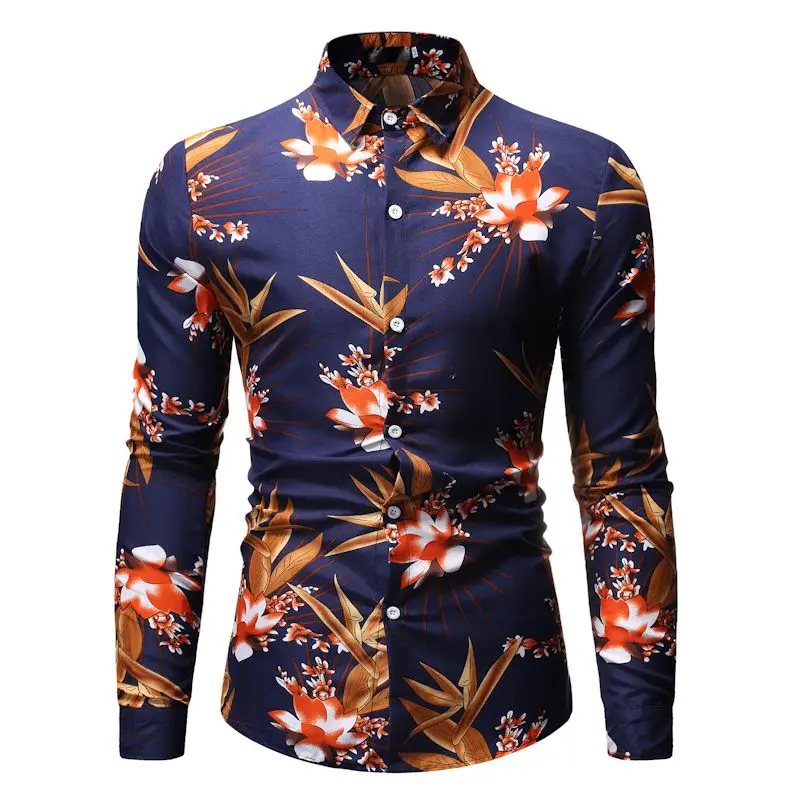 

2020 Hot sales digital printing shirt for men Floral dress shirt long sleeve, Custom color