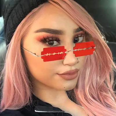 

Hollow Metal Sunglasses Women Vintage Rimless Sunglass Fashion Small Frames Retro UV400 Sunglasses, Multi colors