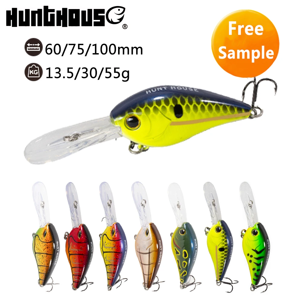 

Hunthouse artificial ABS plastic blank lipless hard floating crank fishing lure, Vavious colors