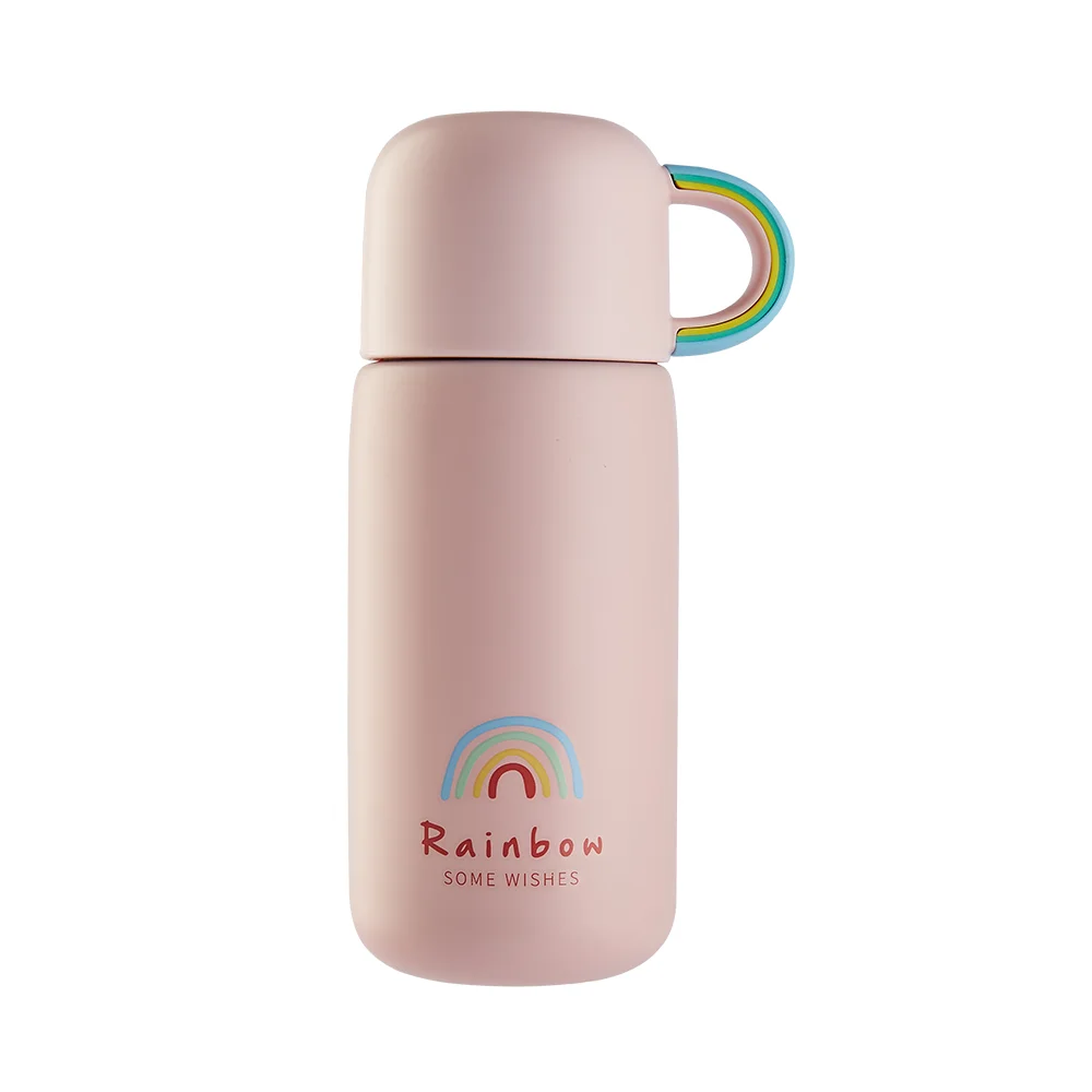 

Hot Selling Portable Rain bow Stainless Steel Vacuum Insulated Thermos Water Bottle for Children with Handle