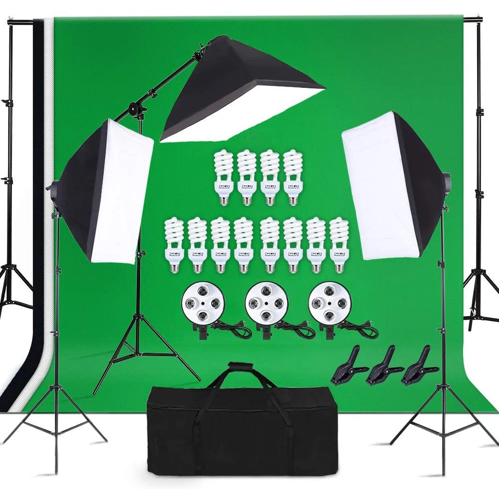 

JUNNX Professional 2*3M Background Support System 50*70CM Softbox Photography Lighting Studio Equipment Kit for Video