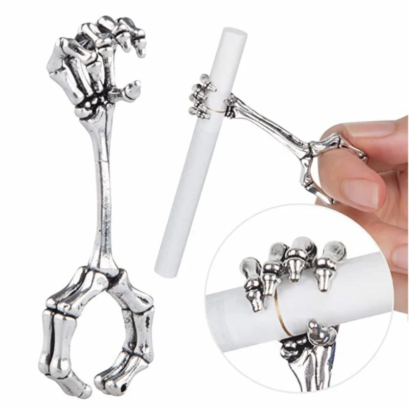 

2021 new style hand bone smoking ring cigarette holder thick smoke cigarette holder skeleton pattern cigarette holder, Picture