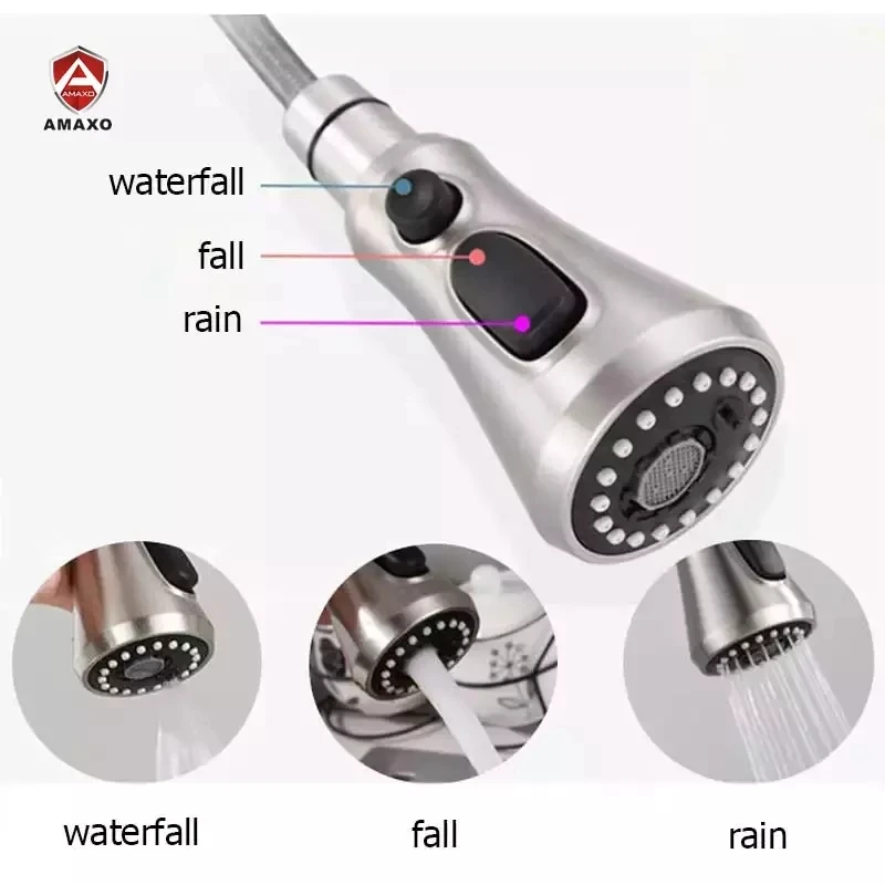 

AMAXO Spray Head Tap Durable Faucet Filter Nozzle 3 Modes Kitchen Bathroom Shower Sprayer Nozzle