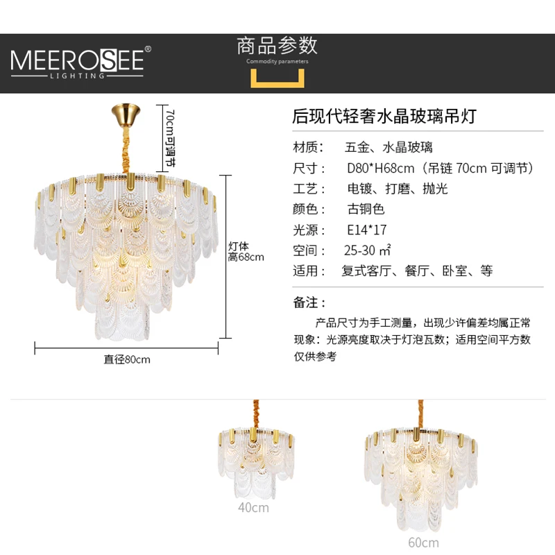 MEEROSEE Crystal Pendant Light Modern Chandelier Crystal Chandeliers Lamparas Chandeliers & Pendant Lights for Home MD86706