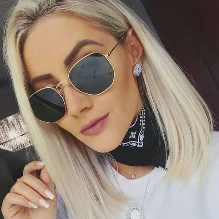 

DCOPTICAL 2021 Vintage Trendy Metal Geometric Thin Frame Tinted Lens Coating Mirror Fashion Sunglasses
