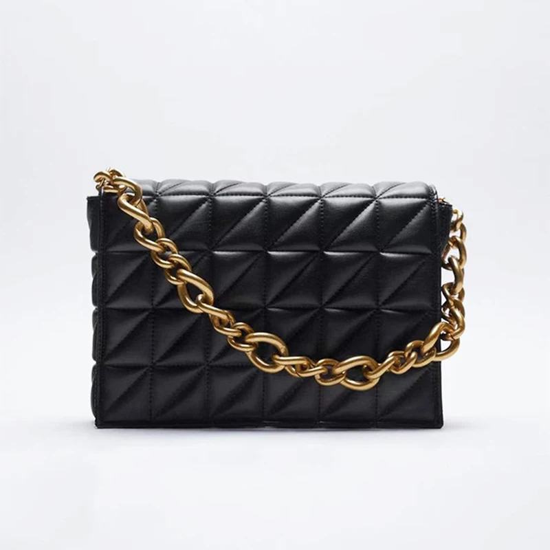 

Branded Women's Shoulder Bags 2021 Thick Chain Quilted Shoulder Purses And Handbag Women Clutch Bags Ladies Hand Bag