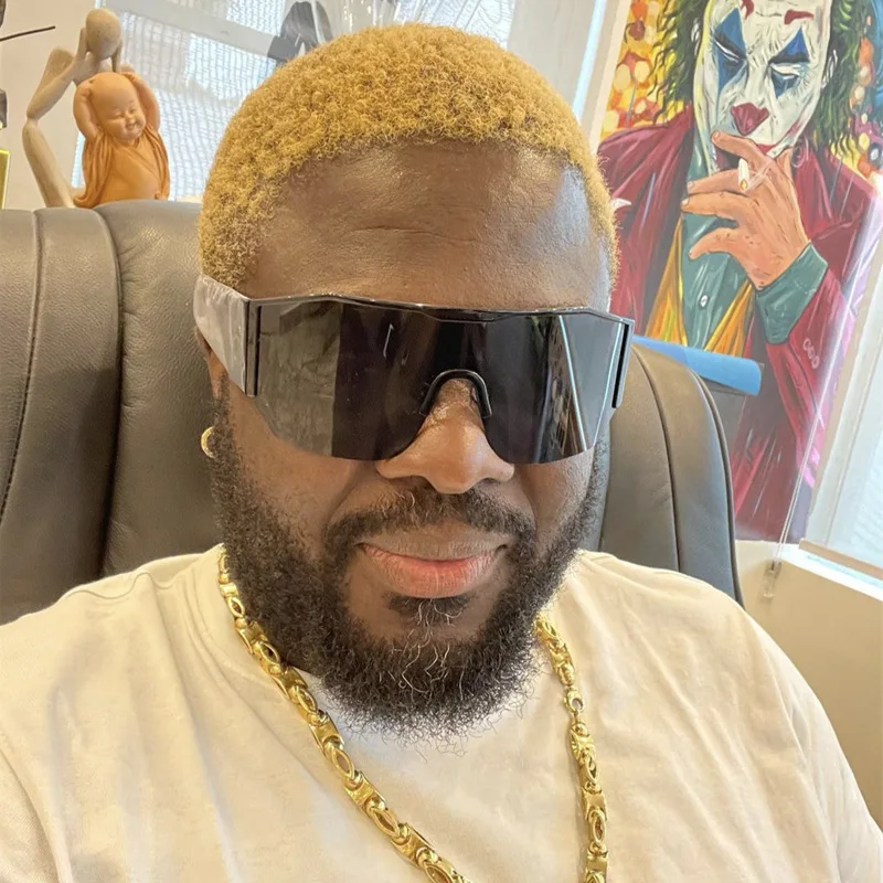 

Retro Mirror Sunglasses Big One Piece Men's Oversize Sunglasses, Picture shown