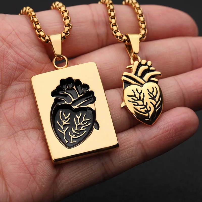 

Fashion Puzzle Couple Anatomical Heart Necklace For Women Valentine Gift Gold Chain Pendant Collares 2021