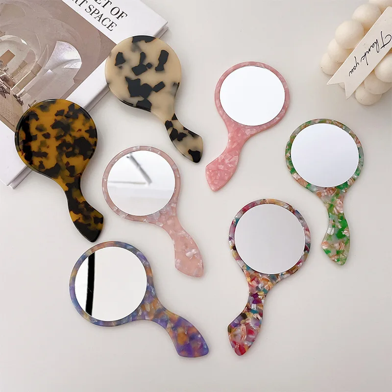 

Acetate Small Round Hand Makeup Mirror Portable Pocket Makeup Mirror for Women Girls Makeup Wholesale Custom Logo Fashion 20pcs