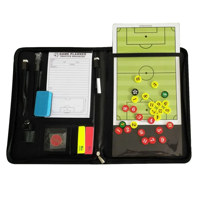 

FootballSoccer basketball Magnetic Leather Foldable Magnetic Dry-Erase Coaching Clipboard Coaching Board, Black