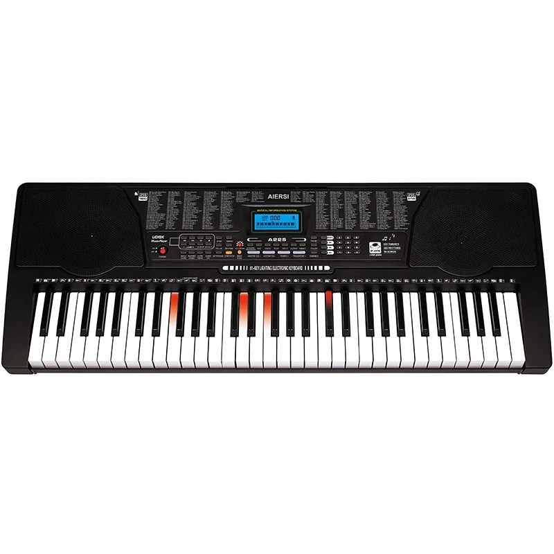 

Aiersi brand new product 61 lighted keys electric keyboard piano digital keylighting musical instruments for home studio, Black