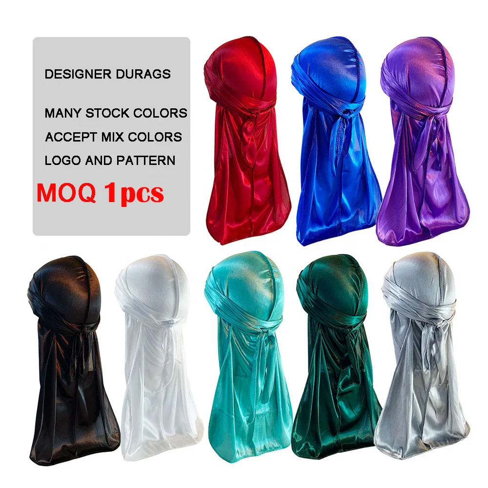 Hip-Hop soft stretchable silk headwraps daily hair-keep 360 waves head covers accessories stock solid durags