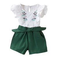 

Girls Summer Short Sleeve T-Shirt + Pants Dress 2 Piece Set