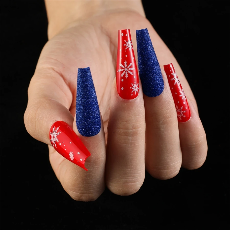 

Christmas long nails press on high quality press on nails false nails press