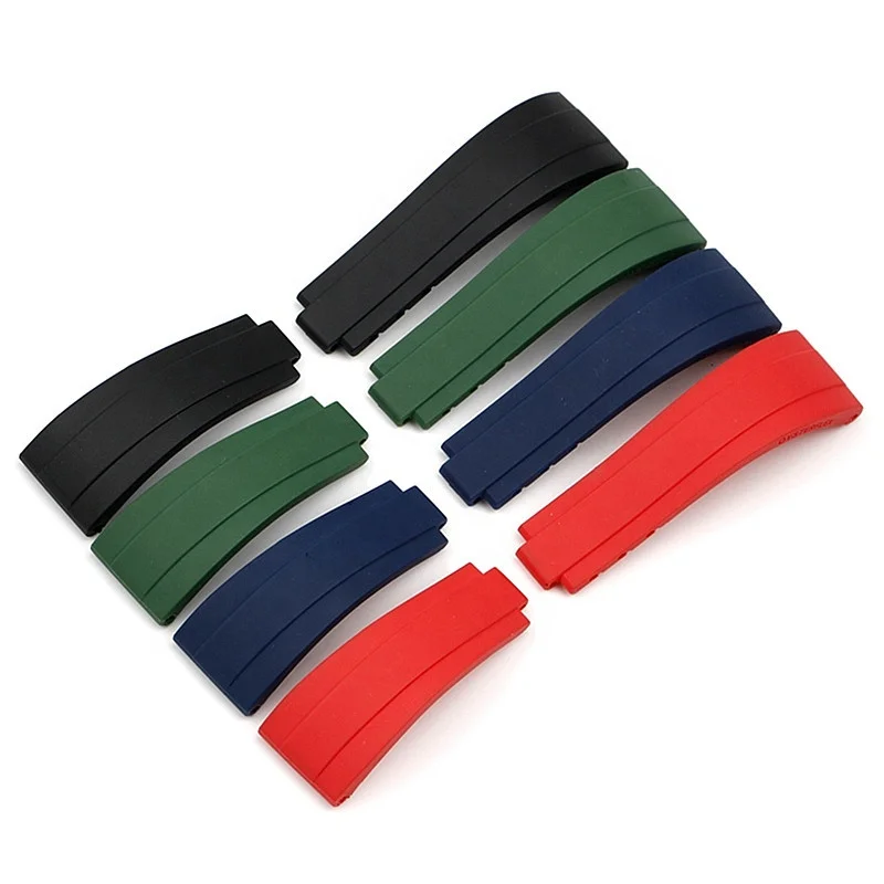 

Custom color accept 20mm adjustable soft rubber silicone watch band high quality oysterflex strap, Black