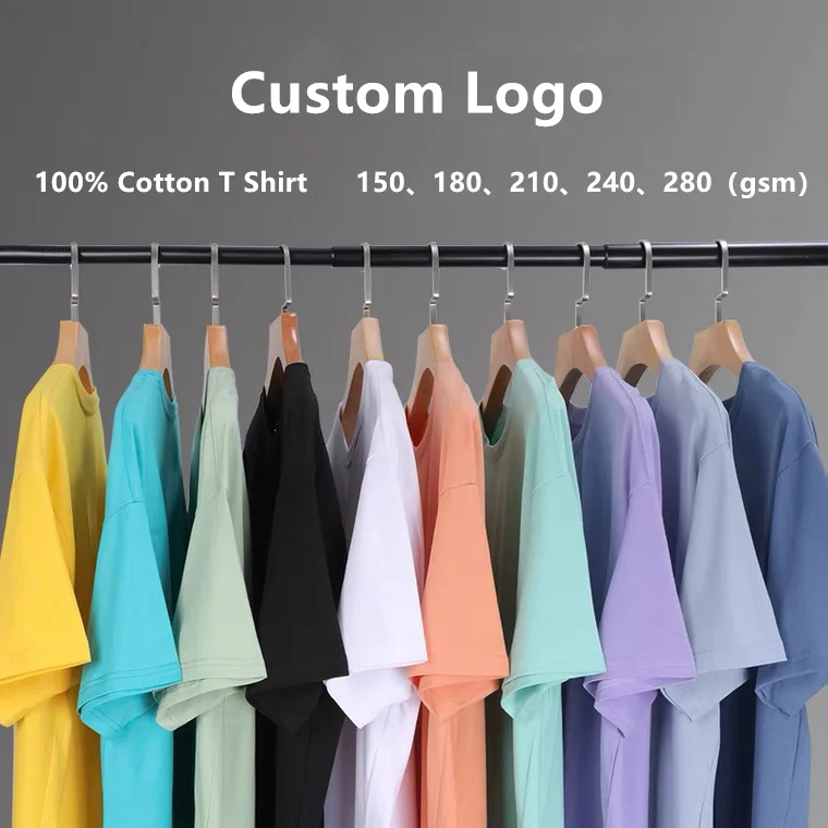 

designer round neck t shirt custom cotton plain shirt embroidery men's t-shirt custom tee shirt printing logo blank tshirts, Accept custom made color
