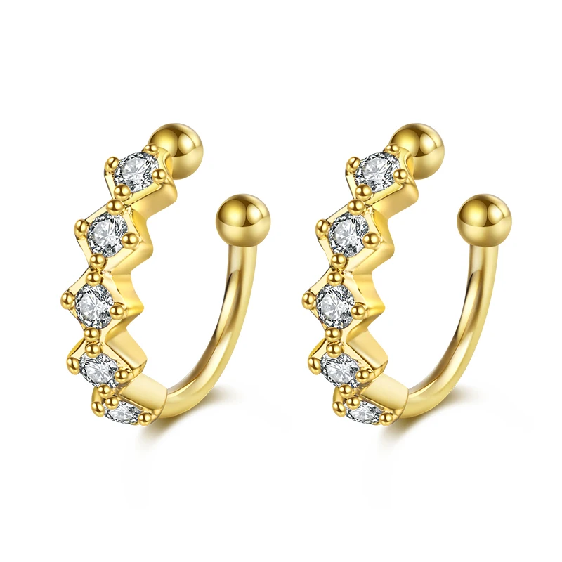 

Wholesale gold-plated fashion earrings 18K zircon ear clip hot products jewelry for women design, Customized color