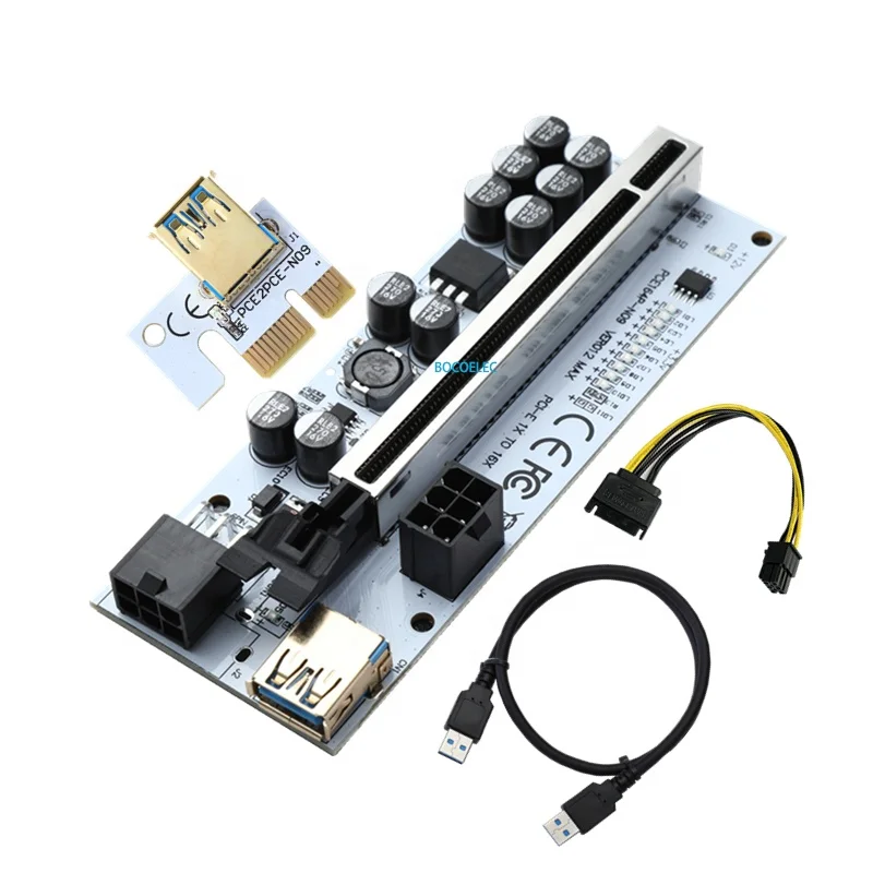 

GPU RISER 10 capacitor PCIE RISER VER 012 MAX ,NEWEST PCIE RISER VER012 MAX, White