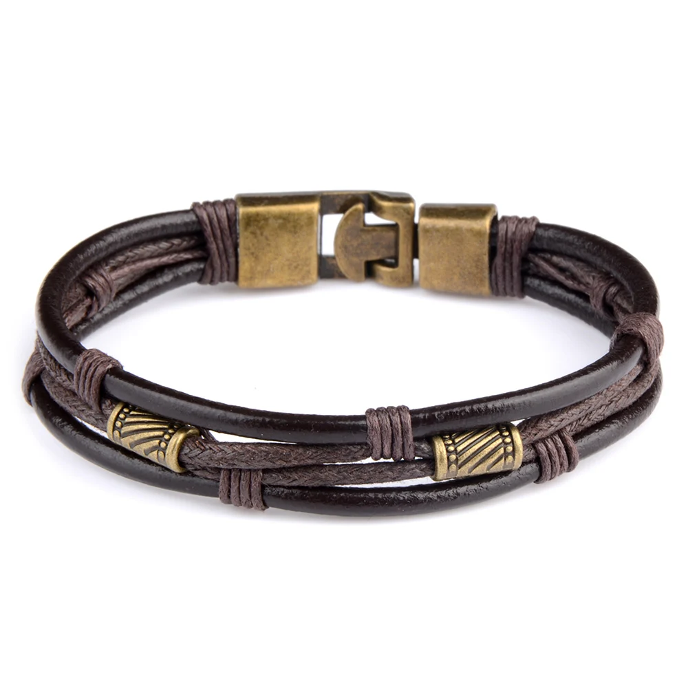 

Fashion Braided Wrap Genuine Leather Multi Layer Bracelets For Women Men Jewelry