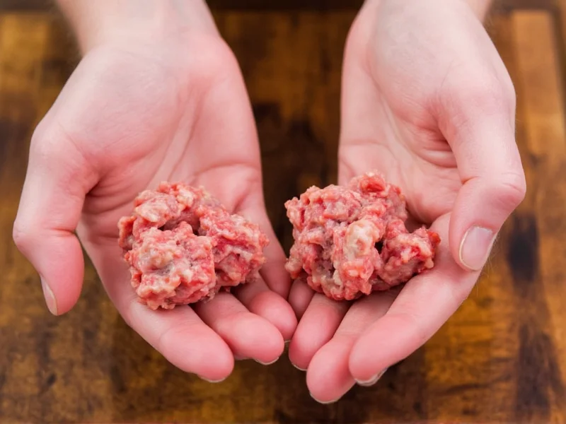 Hands shaping meat mixture into perfect meatballs