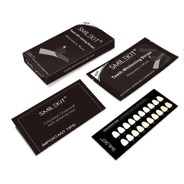 

Smilekit 14 Packs 28 Pieces Charcoal Mint Teeth Whitening Strips