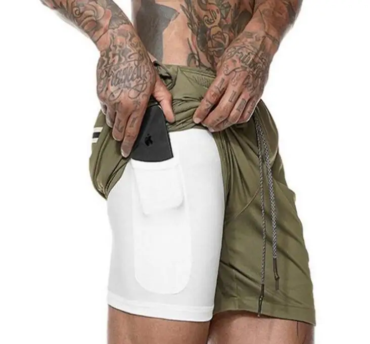 

2021 Amazon Men's Sports Shorts Workout Running 2 in 1 Double-Deck Training Gym Shorts with Pockets/