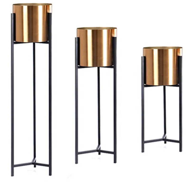 

Wholesale large luxury floor vase stands handmade brass color gold tall wedding metal vase flower vase for home decor