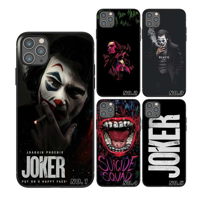 

Classic evil character Joker black TPU printed phone case for iPhone X XR Xs Max 11 11Pro 11Pro Max Case