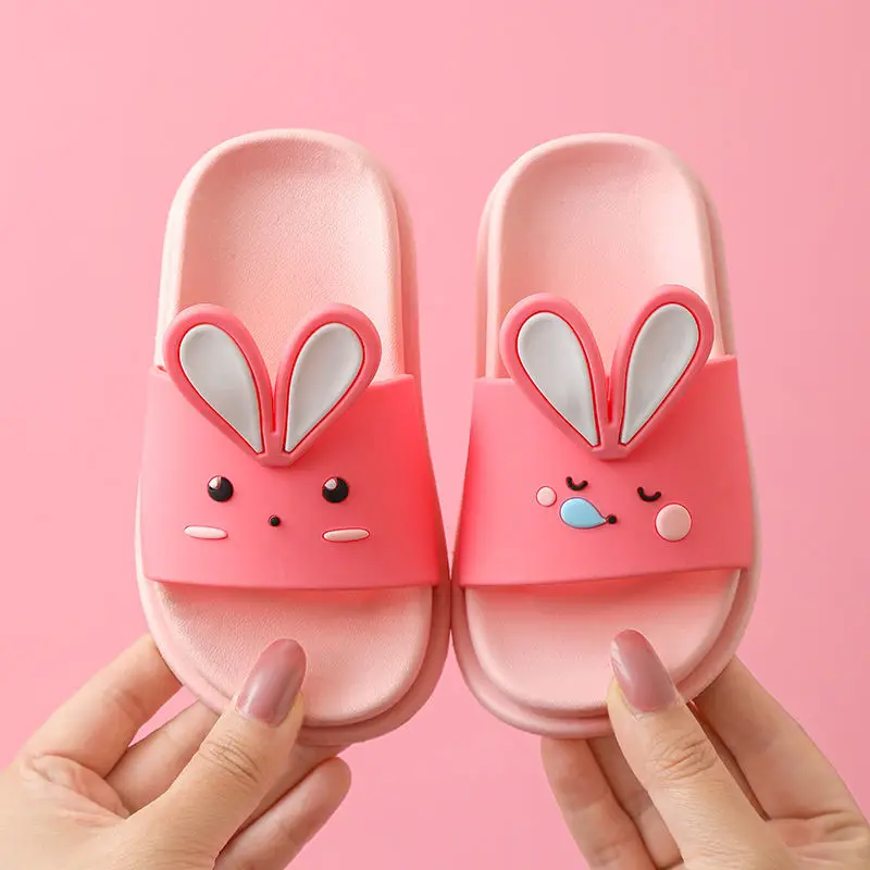 

Factory clearance inventory discount children's soft bottom non-slip cartoon rabbit cheap PVC boys and girls slippers