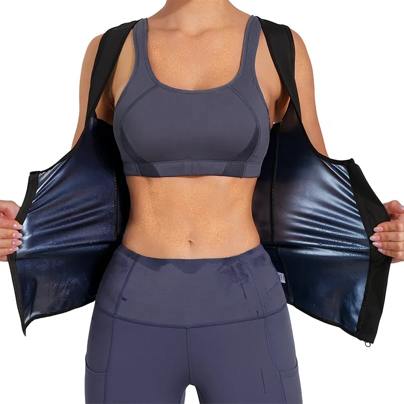 

Women's Zipper Heat Trapping Sweat Enhancing Polymer Vest Sauna Shaper Vest, Black