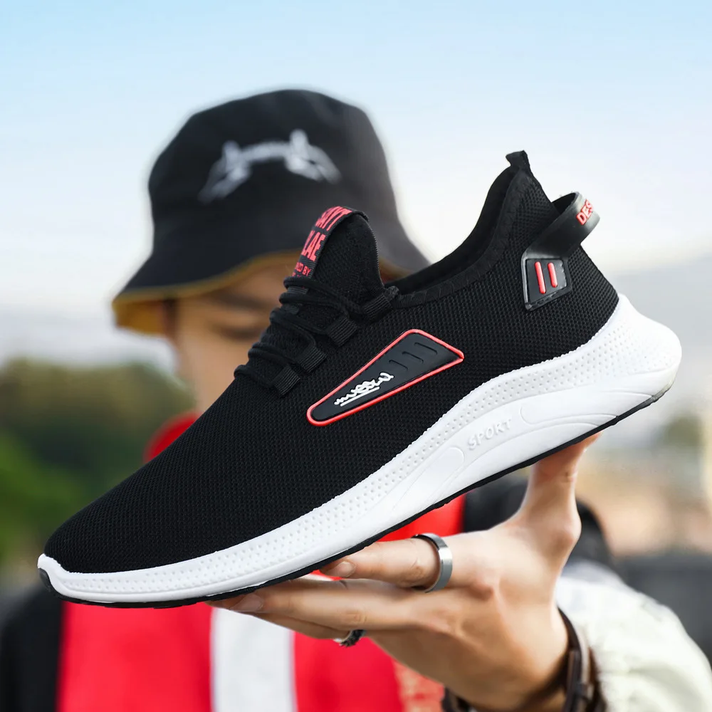 

soft Fashion Mesh Sneakers Breathable Casual Slip-on Male Loafers Casual Walking Shoes, As pic